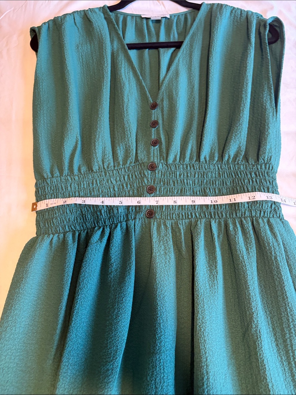 Calvin Klein Sleeveless Green Tiered Maxi Dress with Smocked Waist - Picture 4 of 5